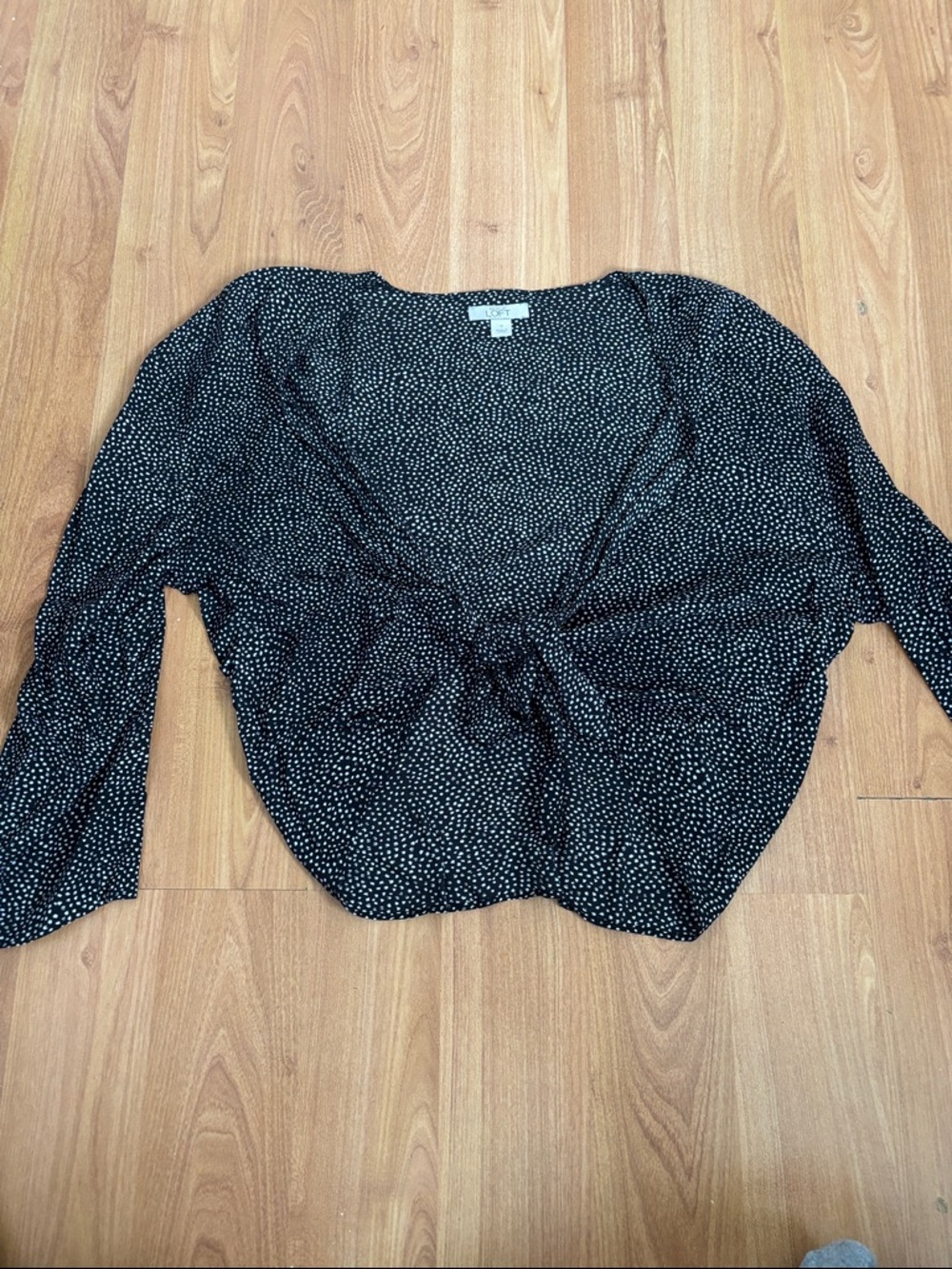 Black Polka Dot Twist-Front Top